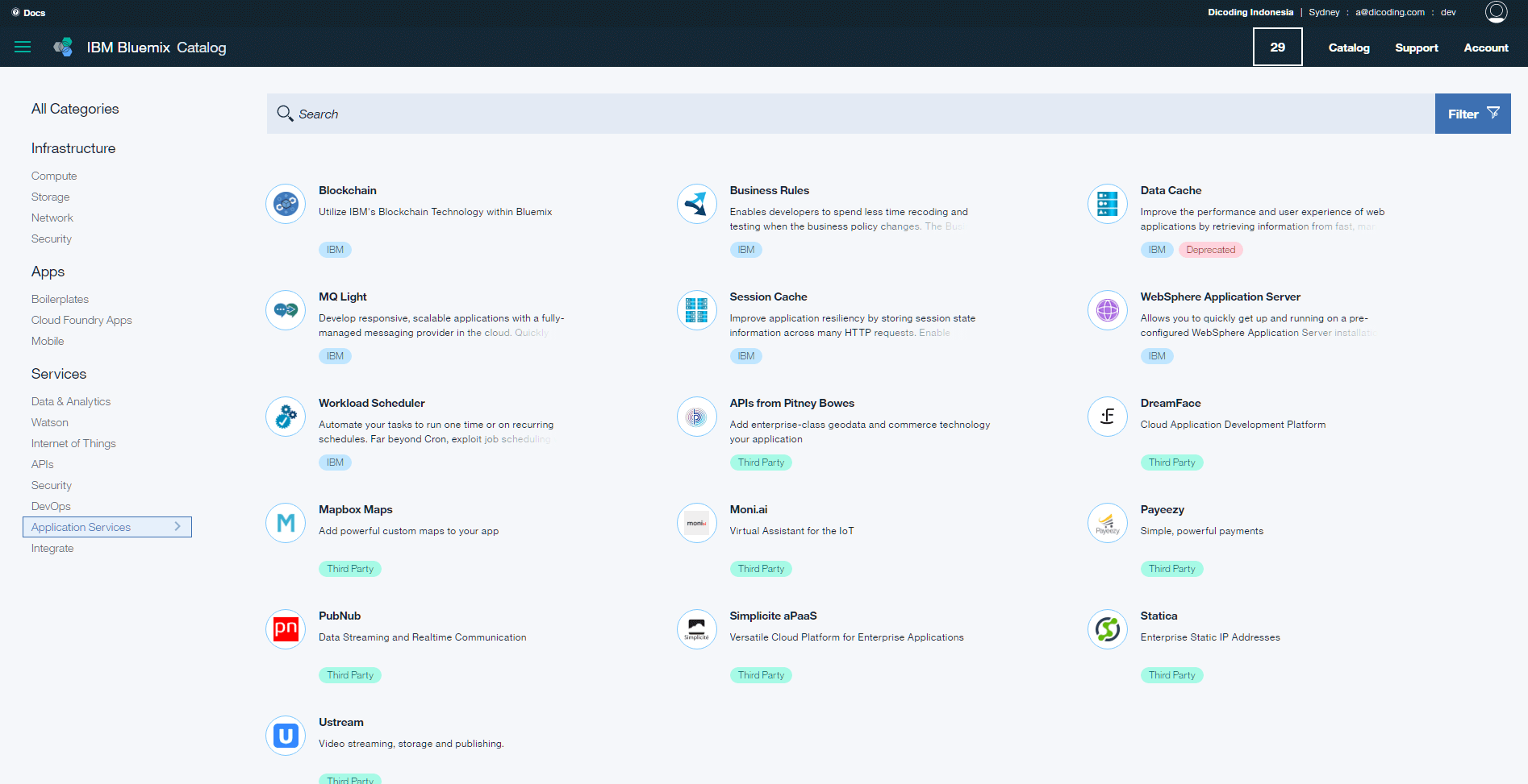 Pengenalan UI Bluemix Dashboard IBM Bluemix Mobile Platform